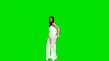 白衣美女随音乐舞动跳舞绿屏抠像巧影特效视频素材