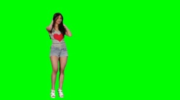 美女跳舞绿屏抠像巧影特效视频素材
