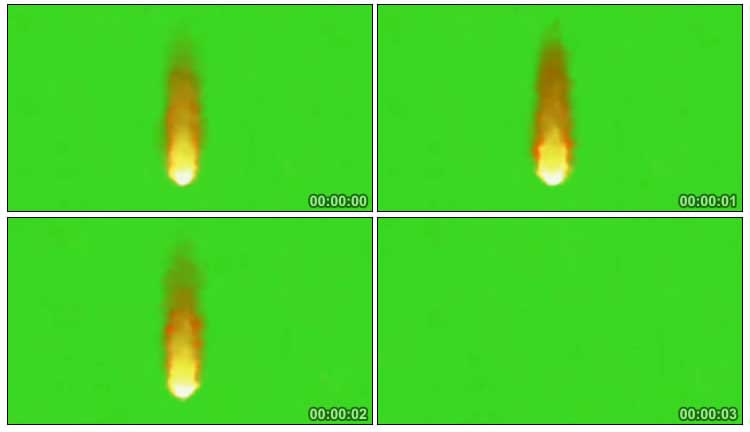 火球燃烧陨石坠落火焰团绿屏抠像特效视频素材