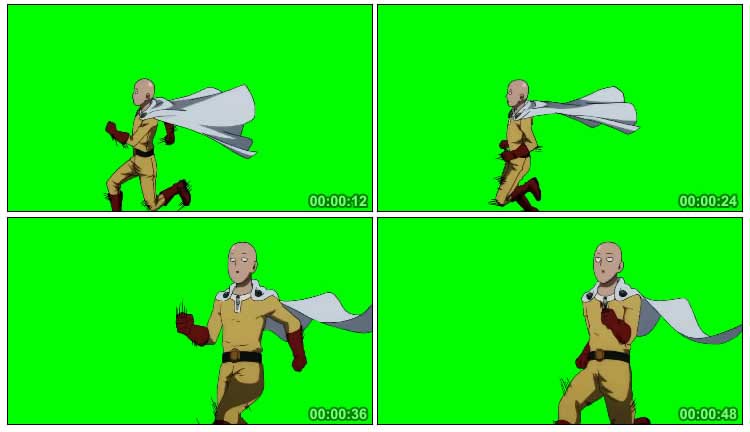 海贼王龙珠动画人物奔跑动作绿屏抠像巧影特效视频素材