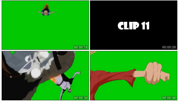 海贼王日本卡通人物集锦绿屏抠像特效视频素材