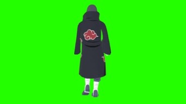 海贼王龙珠火影日本动画片黑色袍子人物背影绿屏抠像特效视频素材