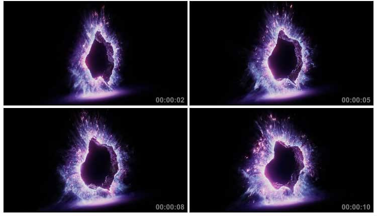 紫色炫光星际传送门黑屏抠像特效视频素材