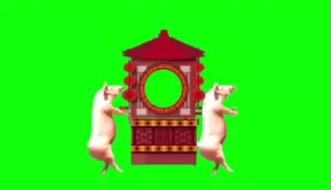 猪抬大花轿搞笑绿屏抠像巧影特效视频素材