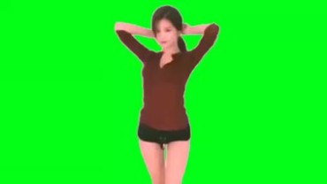 韩国短裤美女扭屁股跳舞绿屏抠像特效视频素材