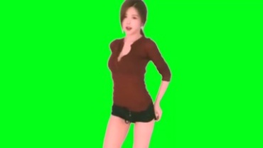 韩国短裤美女扭屁股跳舞绿屏抠像特效视频素材