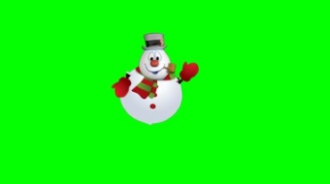 雪人跳舞卡通形象绿屏抠像后期特效视频素材