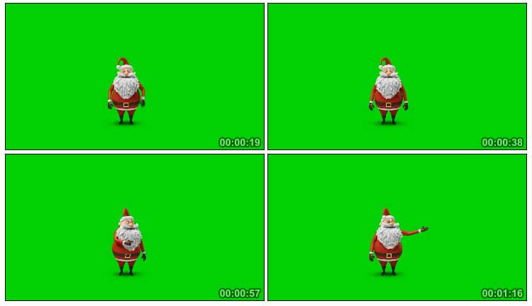 圣诞老人卡通形象绿屏抠像后期影视特效视频素材