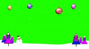 圣诞雪花彩球雪人元旦绿屏抠像后期特效视频素材