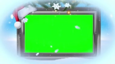 圣诞节雪花雪片相框显示屏绿幕抠像后期特效视频素材