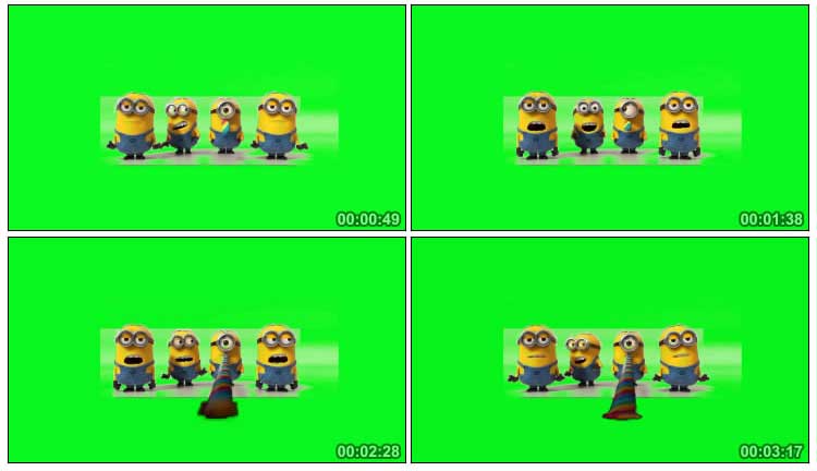 小黄人合唱团香蕉歌BaBa绿屏抠像特效视频素材