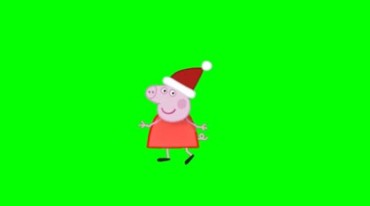 小猪佩奇圣诞装扮跳舞绿屏抠像后期特效视频素材