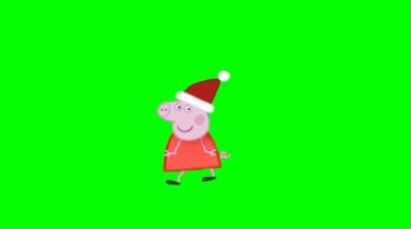 小猪佩奇圣诞装扮跳舞绿屏抠像后期特效视频素材