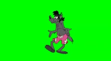 狼狗跳舞动感舞蹈动物卡通绿屏抠像特效视频素材