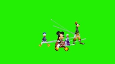 卡通迪士尼米老鼠唐老鸭跳舞绿屏抠像特效视频素材