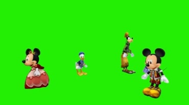 卡通迪士尼米老鼠唐老鸭跳舞绿屏抠像特效视频素材