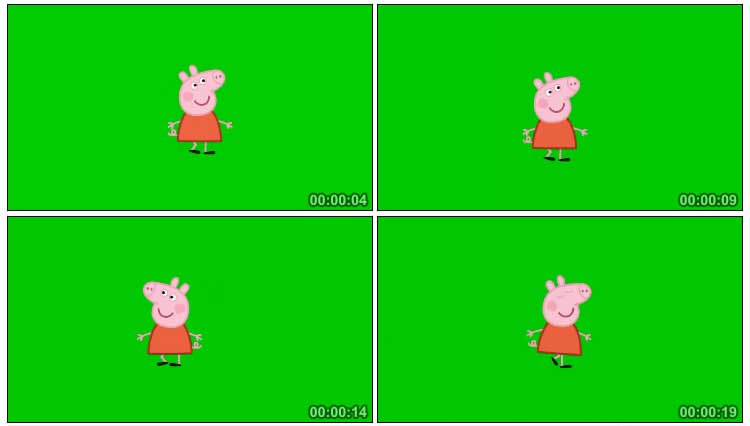 小猪佩奇粉红小猪绿屏抠像后期特效视频素材