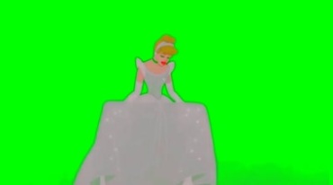 灰姑娘参加晚会公主裙跳舞绿屏抠像特效视频素材