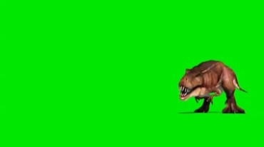 霸王龙奔跑冲过来绿屏抠像后期特效视频素材