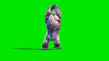 白胡子猩猩战士精灵妖怪绿屏抠像影视后期特效视频素材