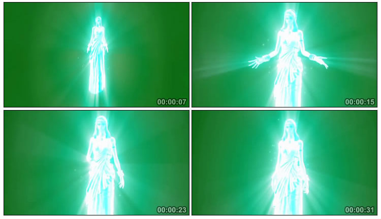 女神圣母天神发光绿屏抠像影视特效视频素材