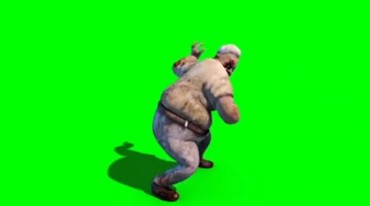 胖子厨师变异丧尸僵尸挥舞拳头绿屏抠像特效视频素材