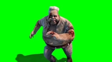 胖子厨师变异丧尸僵尸挥舞拳头绿屏抠像特效视频素材