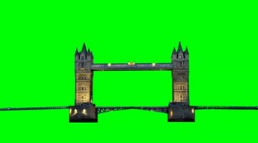 英国伦敦塔桥全景绿屏抠像后期特效视频素材