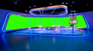 高科技虚拟演播厅直播大厅绿屏抠像后期特效视频素材