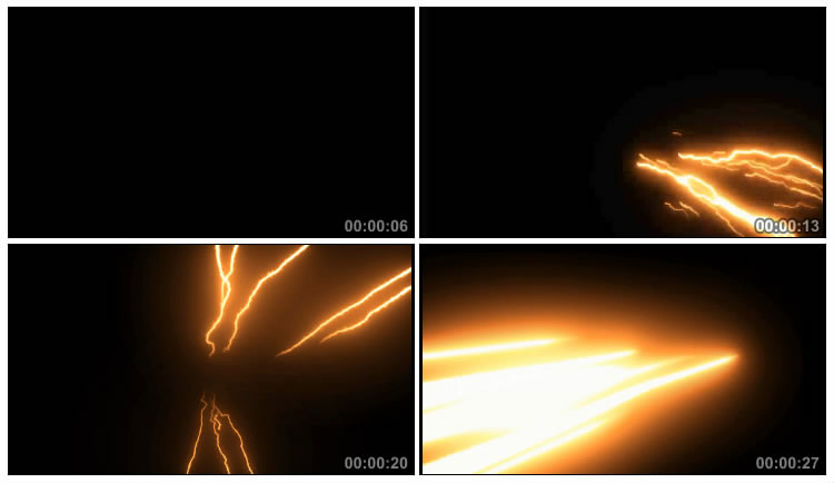 电光火石闪电雷电黑屏抠像后期特效视频素材