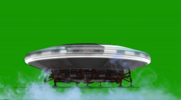 UFO飞碟着落绿屏抠像后期特效视频素材