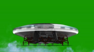 UFO飞碟着落绿屏抠像后期特效视频素材