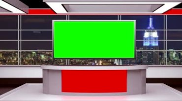虚拟新闻主播台直播间绿屏抠像特效视频素材