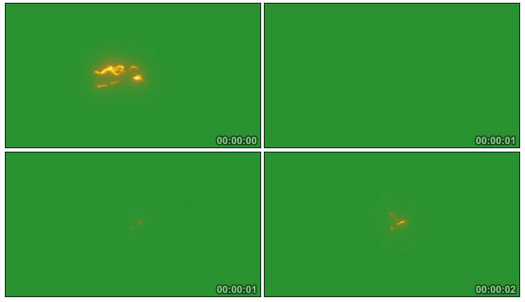 黄色电光火光激光射击绿屏抠像后期特效视频素材