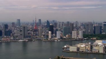 东京塔周边高楼大厦城市全貌航拍视频素材