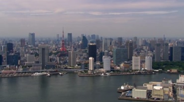 东京塔周边高楼大厦城市全貌航拍视频素材