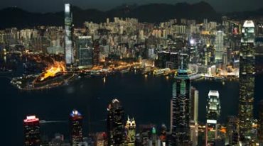 香港维多利亚港夜景高空延时拍摄视频素材