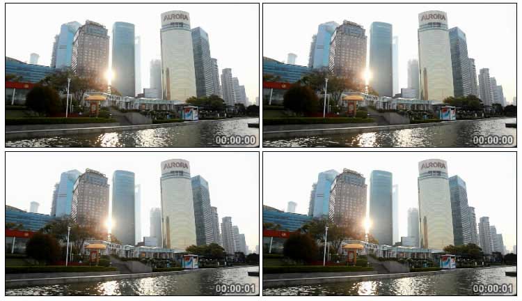 上海浦东新区陆家嘴河边高楼实拍视频素材