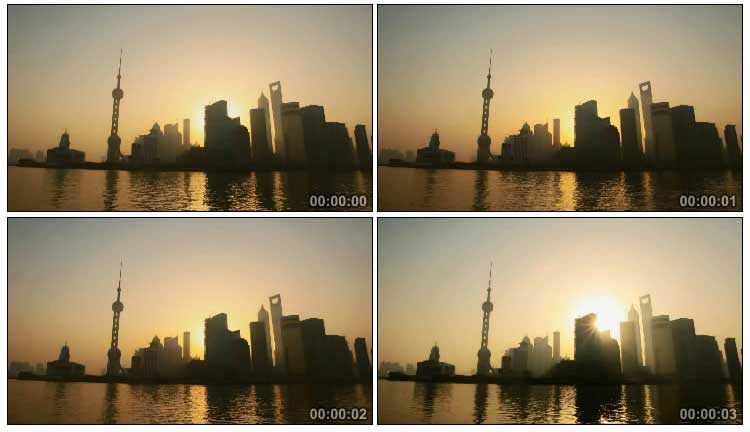 清晨的上海东方明珠塔环球金融中心高楼建筑视频素材