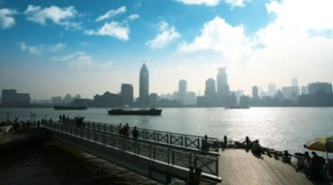 上海滨江大道对岸高楼城市风景视频素材