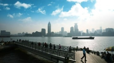 上海滨江大道对岸高楼城市风景视频素材