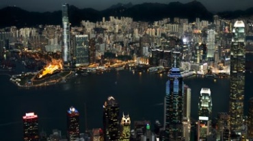 香港维多利亚港城市夜景全貌灯光闪烁美丽夜色视频素材