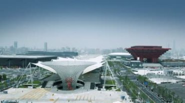 上海世博园博物馆中国馆远景视频素材