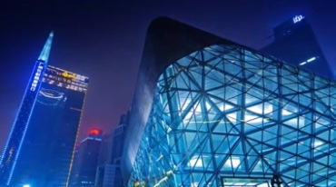 广州农村商业银行总行大楼珠江新城CBD夜景视频素材