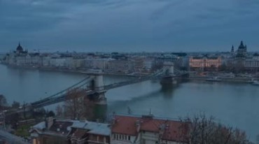 布达佩斯链子桥城市夜景视频素材