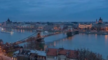 布达佩斯链子桥城市夜景视频素材