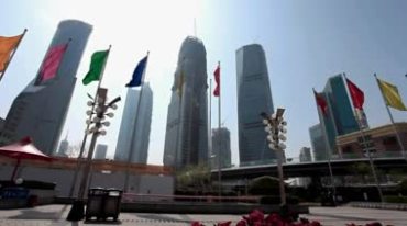 上海广场高楼林立街景视频素材