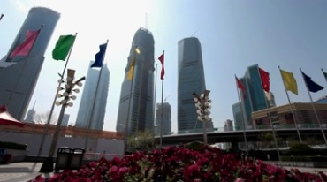 上海广场高楼林立街景视频素材