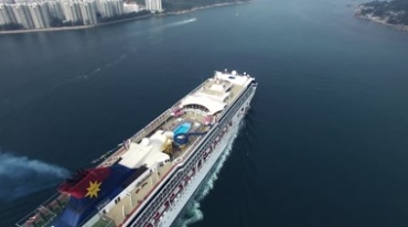 香港海面游轮航行多角度航拍高清视频素材