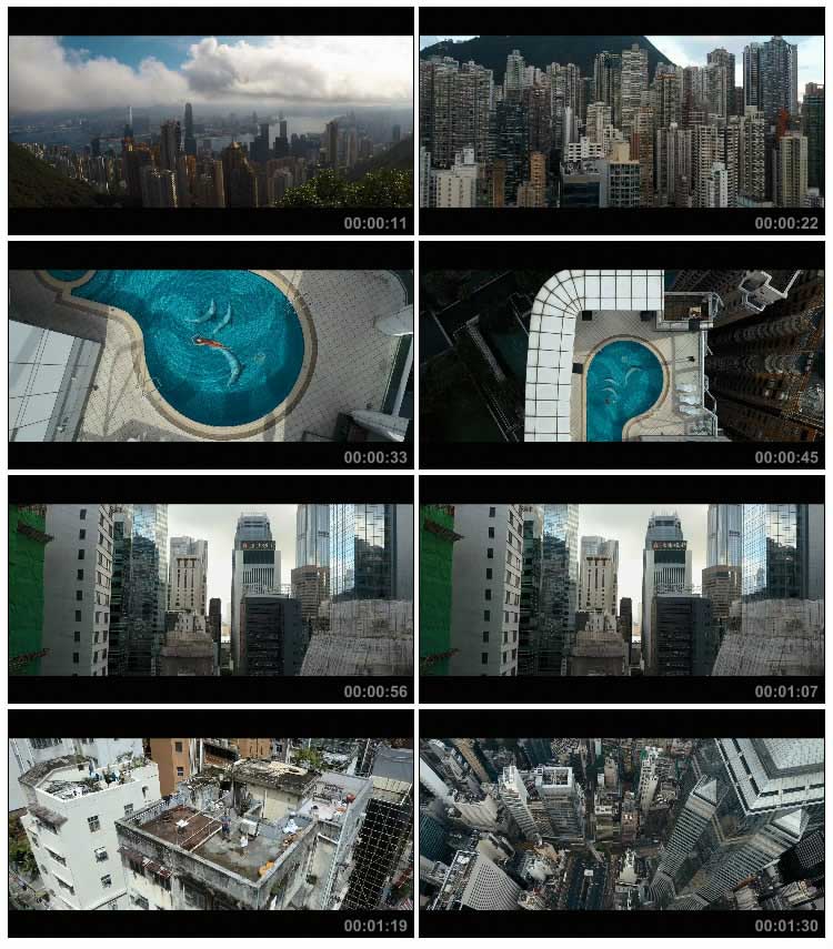 香港城市摩天大楼建筑群航拍视频素材